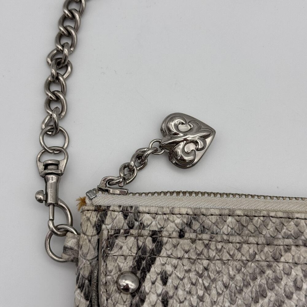 Kathy Van Zeeland Y2K Shoulder Clutch Bag Snakeskin Studded Chain Heart Charms - Picture 15 of 16